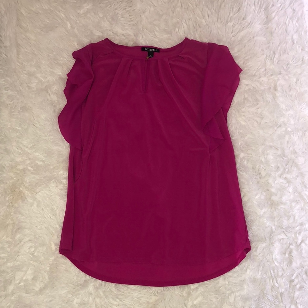 Bright pink silky top